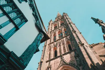 Coventry city centre photo of cathedral and side angle of roof of building