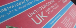 Close up of a V5C log book