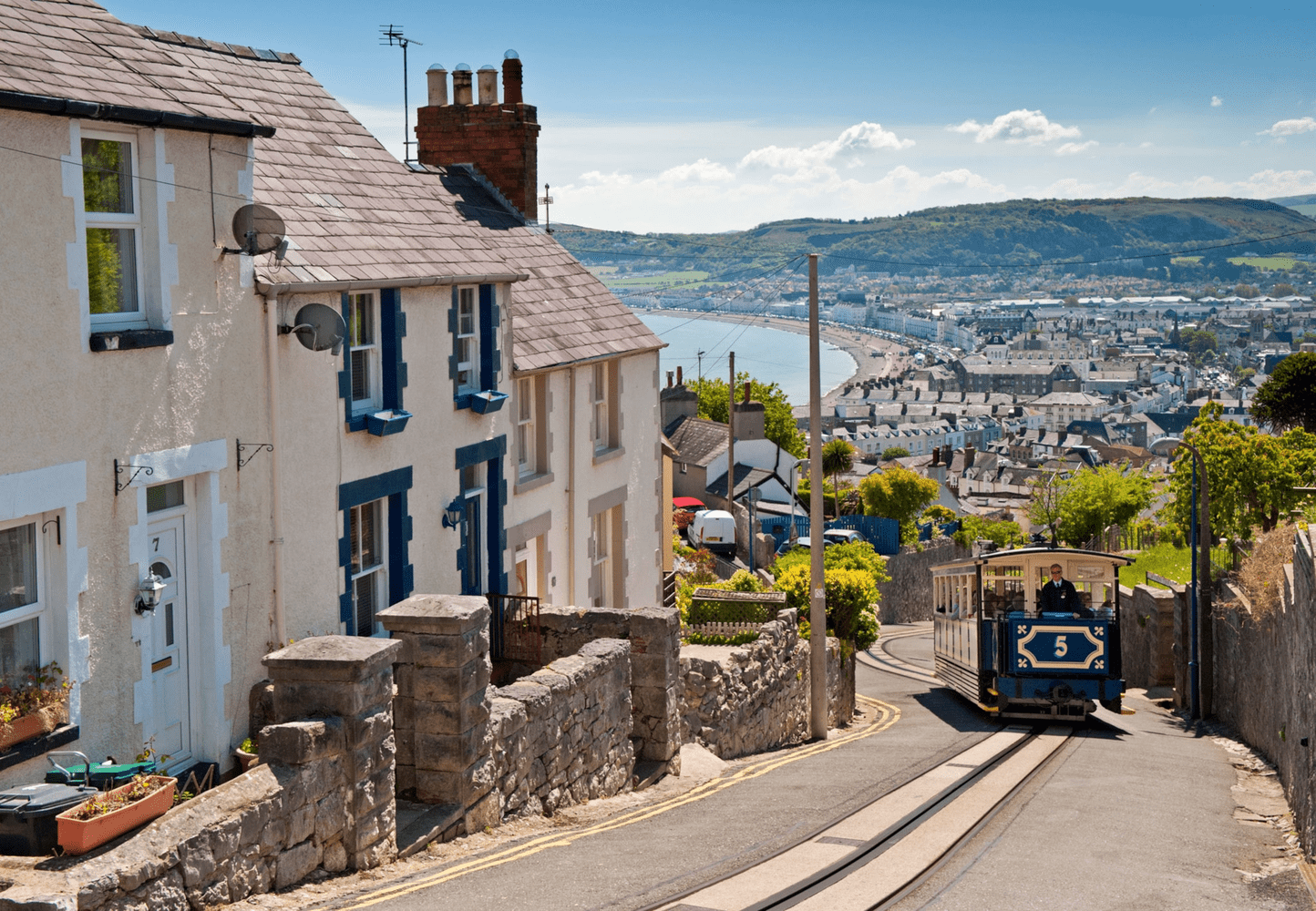 Street in Wales with countryside view