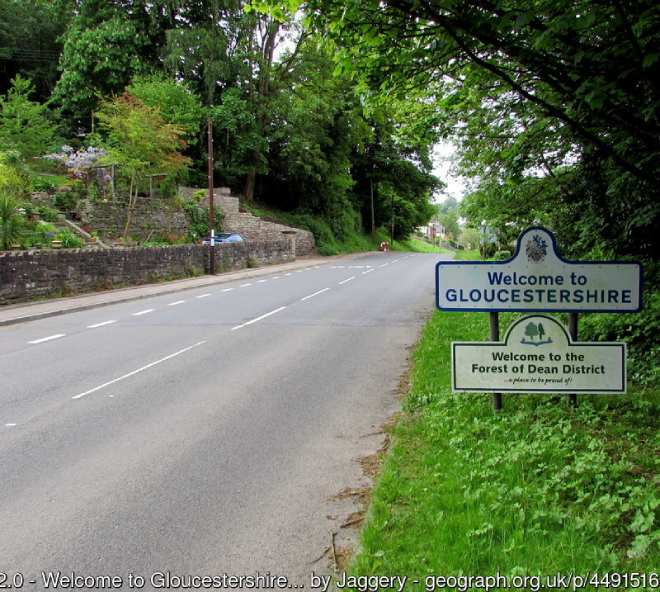 'Welcome to Gloucestershire' road sign