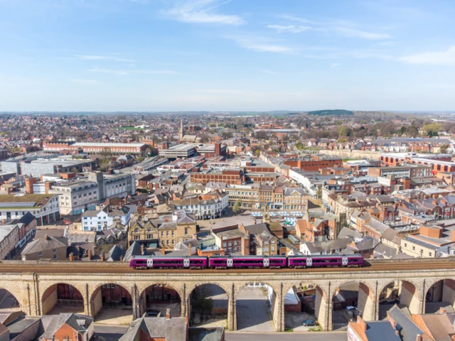 Aerial photo of Mansfield in Nottinghamshire