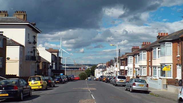 Parked cars on Burch Road, Gravesend