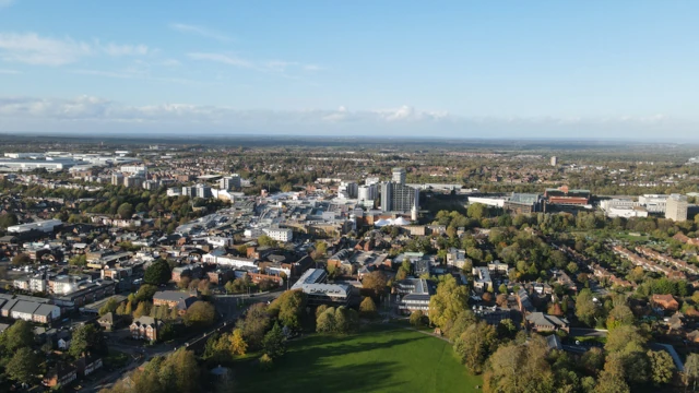 Aerial view of Basingstoke taken from a drone