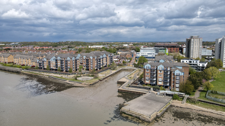 Grays harbour in Essex, taken by drone