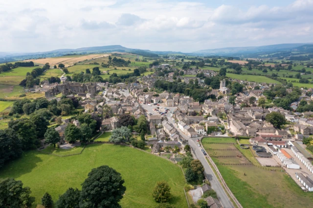 Aerial photo of Middleham in Leyburn, North Yorkshire