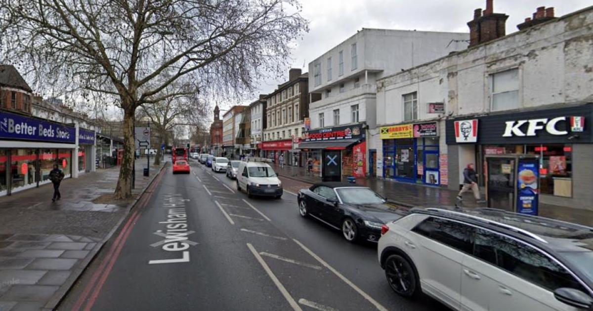 City center photo of a busy high street in Lewisham.