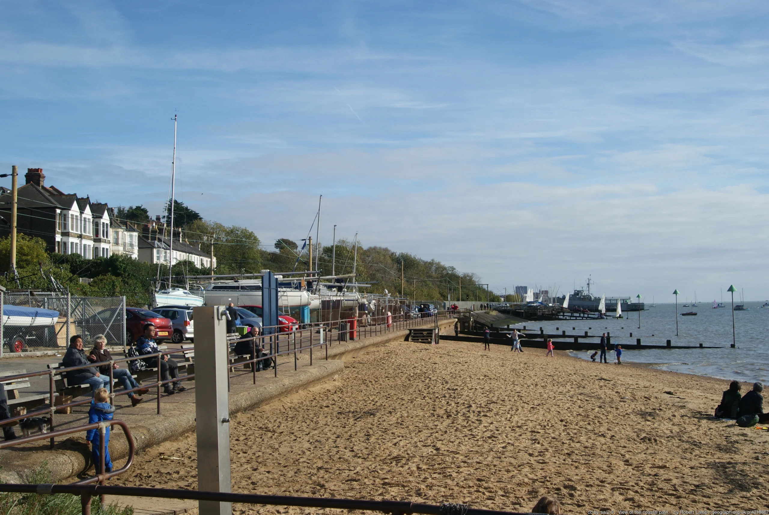 Leigh-on-Sea beach and road