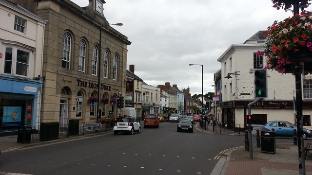 Crossroad in the centre of Wellington, Somerset