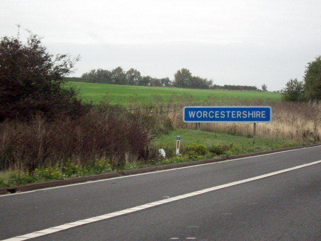 Worcestershire road sign on the M5 motorway
