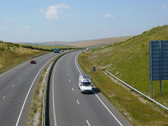 The A27 north of Southwick, West Sussex