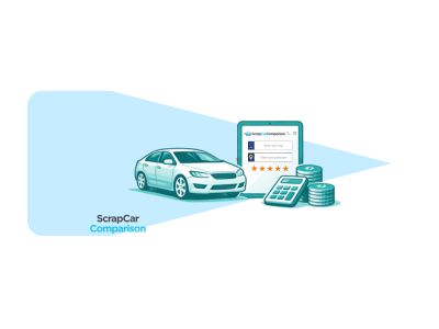 Value your scrap car article logo showing a broekn car under a magnifying glass