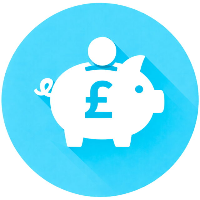 Piggy bank on blue background
