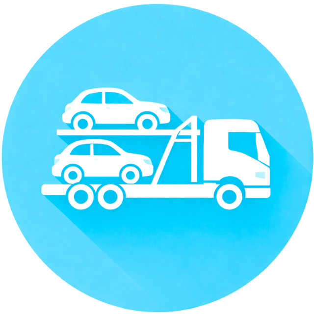 Car Transporter on blue background